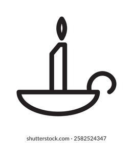 Simple candle icon with a dripping wax effect, symbolizing warmth, serenity, or traditional rituals in various cultural contexts.