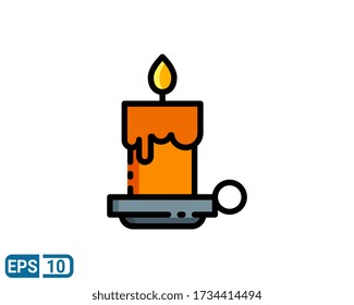 simple candle icon isolated on white background. vector illustration in filled line style. EPS 10