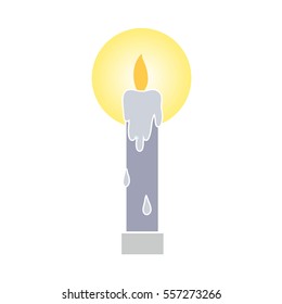Simple candle icon isolated on white background. Flaming Christmas candlestick, christianity attributes. Vector design illustration