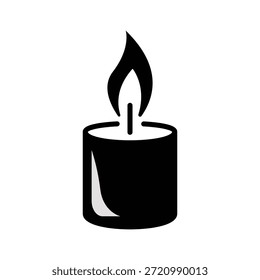 Icono de vela simple: símbolo de llama mínimo para luz, memoria y decoración