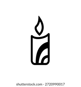 Icono de vela simple: símbolo de llama mínimo para luz, memoria y decoración