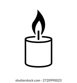 Icono de vela simple: símbolo de llama mínimo para luz, memoria y decoración