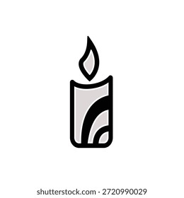 Icono de vela simple: símbolo de llama mínimo para luz, memoria y decoración