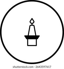 Simple candle icon on white background representing light and celebration emblem