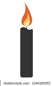 simple candle icon with shadow. concept of flaming candlestick, christianity attributes, shining, meditation. isolated on gray background. flat style trend modern logo design vector illustration