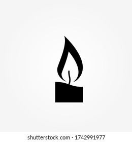 simple candle icon with shadow. concept of flaming candlestick