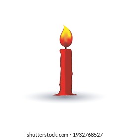 simple candle icon with shadow. concept of flaming candlestick, attributes, shining, meditation. flat style trend modern logo design vector illustration.