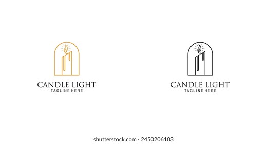 Simple candle light illustration logo design with unique concept| premium vector