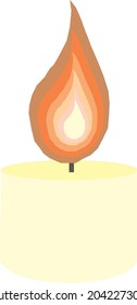 Simple candle with light. Vector art.