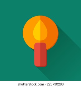 Simple candle vector icon in flat style