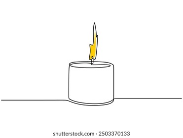 Dibujo de línea continuo simple a la luz de las velas. Diseño minimalista para ilustraciones aisladas sobre fondo blanco.