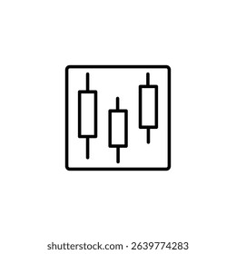 Simple candlestick chart icon.  Financial market data visualization.