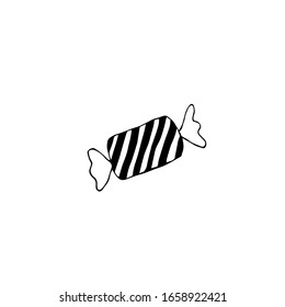 A simple candy. Hand drawn vector illustration, black lines on white, Doodle, sketch, cute, funny 