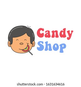 simple candy shop logo designs and childrens illustrations