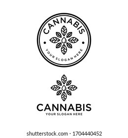 simple cannabis vintage logo design template vector