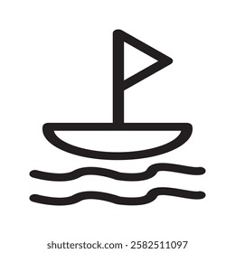 Simple canoe icon with sharp details, designed for adventure apps or nature-themed graphics