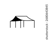 Simple canopy silhouette, vector icon of a tent or shelter for an outdoor event, market, or camping trip.