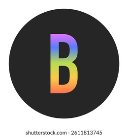 Simple Capital Letter B logo with a vertical rainbow gradient on a black circle. Clean, bold, and ideal for app icons, branding, or minimalist graphic elements.