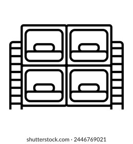 Simple capsule hotel icon. Vector.