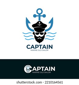 Simple captain logo design, blue color