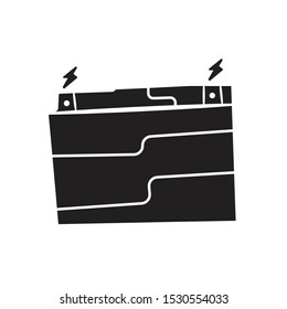 Simple car battery accumulator flat black icon symbol