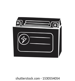 Simple car battery accumulator flat black icon symbol