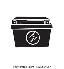 Simple car battery accumulator flat black icon symbol