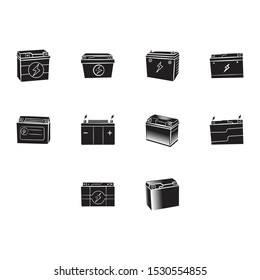 Simple car battery accumulator flat black icon symbol