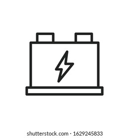 Simple car battery line icon. Stroke pictogram. Vector illustration isolated on a white background. Premium quality symbol. Vector sign for mobile app and web sites.
