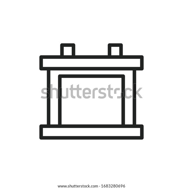 Simple car battery line\
icon. Stroke pictogram. Vector illustration isolated on a white\
background. Premium quality symbol. Vector sign for mobile app and\
web sites.
