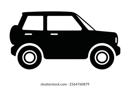Simple Car clip art Silhouette Vector. Minimalist flat car Icon Design. Modern SUV Outline Graphic.