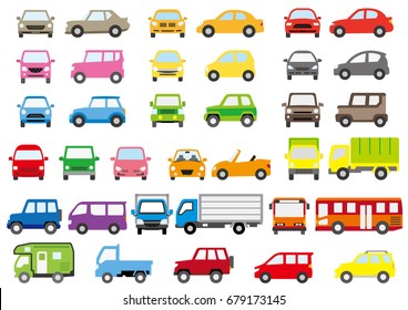 Coche simple de color - delantero y lateral - 