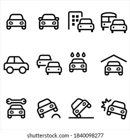 Circunvalación simple del vector del icono de condiciones del coche