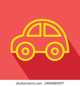 simple car icon, cartoon, vector illustration