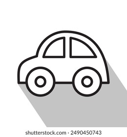simple car icon, cartoon, vector illustration