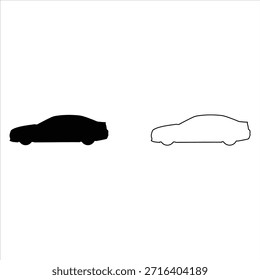 Einfache Auto-Symbol-Sammlung einzeln auf weißem Hintergrund. Vorderansicht Symbol von Auto, Fahrzeug, Automobil, Limousine, Lieferwagen. Symbole für Transport-, Car-Sharing- oder Lieferkonzepte. Flache Vektorgrafik