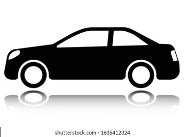 simple car icon, flat design - vector