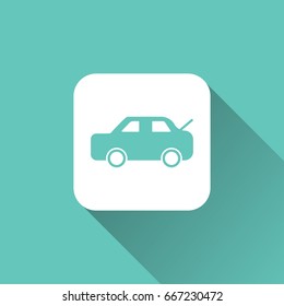 simple car icon with long shadow