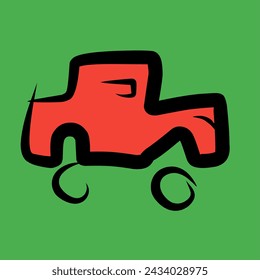 simple car illustration using strokes and also some colors in it
