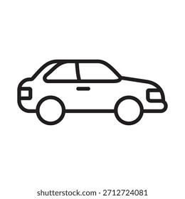 Icono de línea de coche simple. Perfecto para App de transporte, mapas de navegación, servicios de taxi y diseño de interfaz de usuario automotriz. 