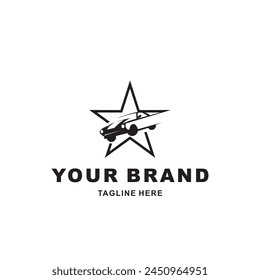 A simple car logo in a black star 
