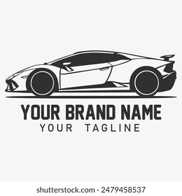 Simple Car logo design with Silhouette