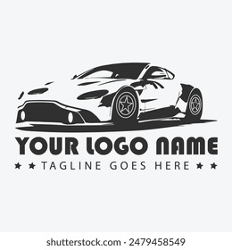 Diseño simple del logotipo del coche con la silueta