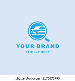 simple car logo and magnifying glass