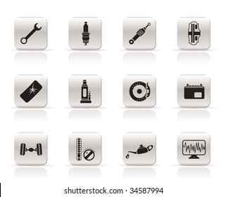 Simple Car Parts and Services icons - Vector Icon Set 1