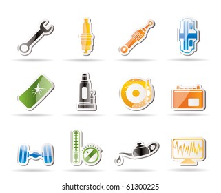 Simple Car Parts and Services icons - Vector Icon Set 1