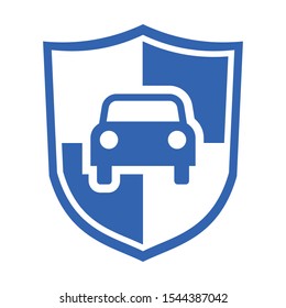 simple car in a shield, car theft insurance concept, vector illustration 