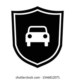 simple car in a shield, car theft insurance concept, vector illustration 