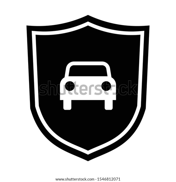 simple car in a shield, car theft insurance concept,\
vector illustration 