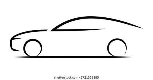 Simple car silhouette isolated on transparent background, isolated on white background, Vector, illustration